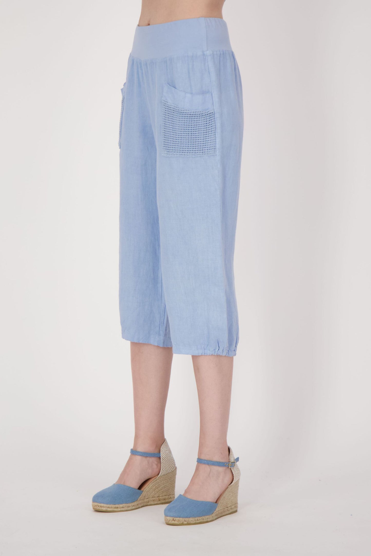 Linen Capri Pant With Mesh Pockets