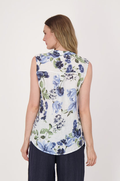 Linen Blue Floral Tank