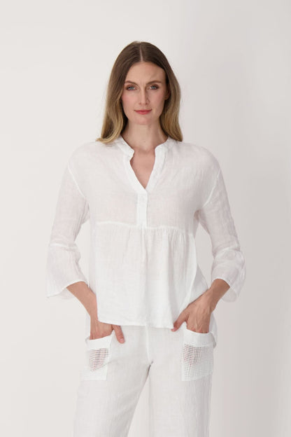 Linen Ruffled Blouse