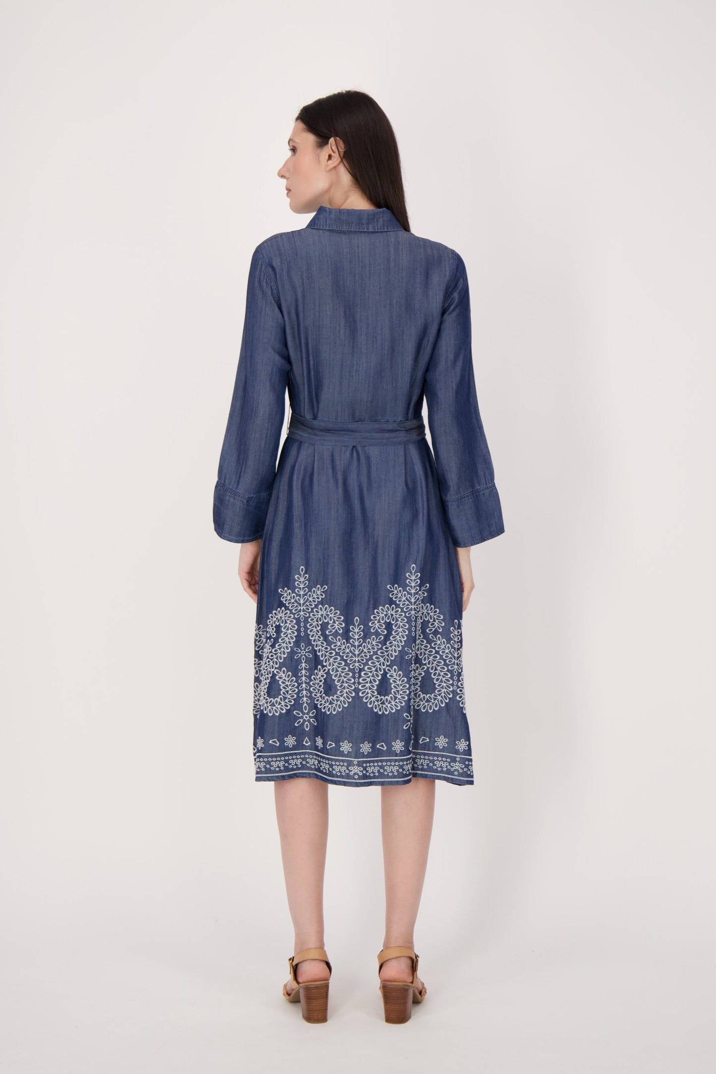 Embroidered Hem Shirt Dress