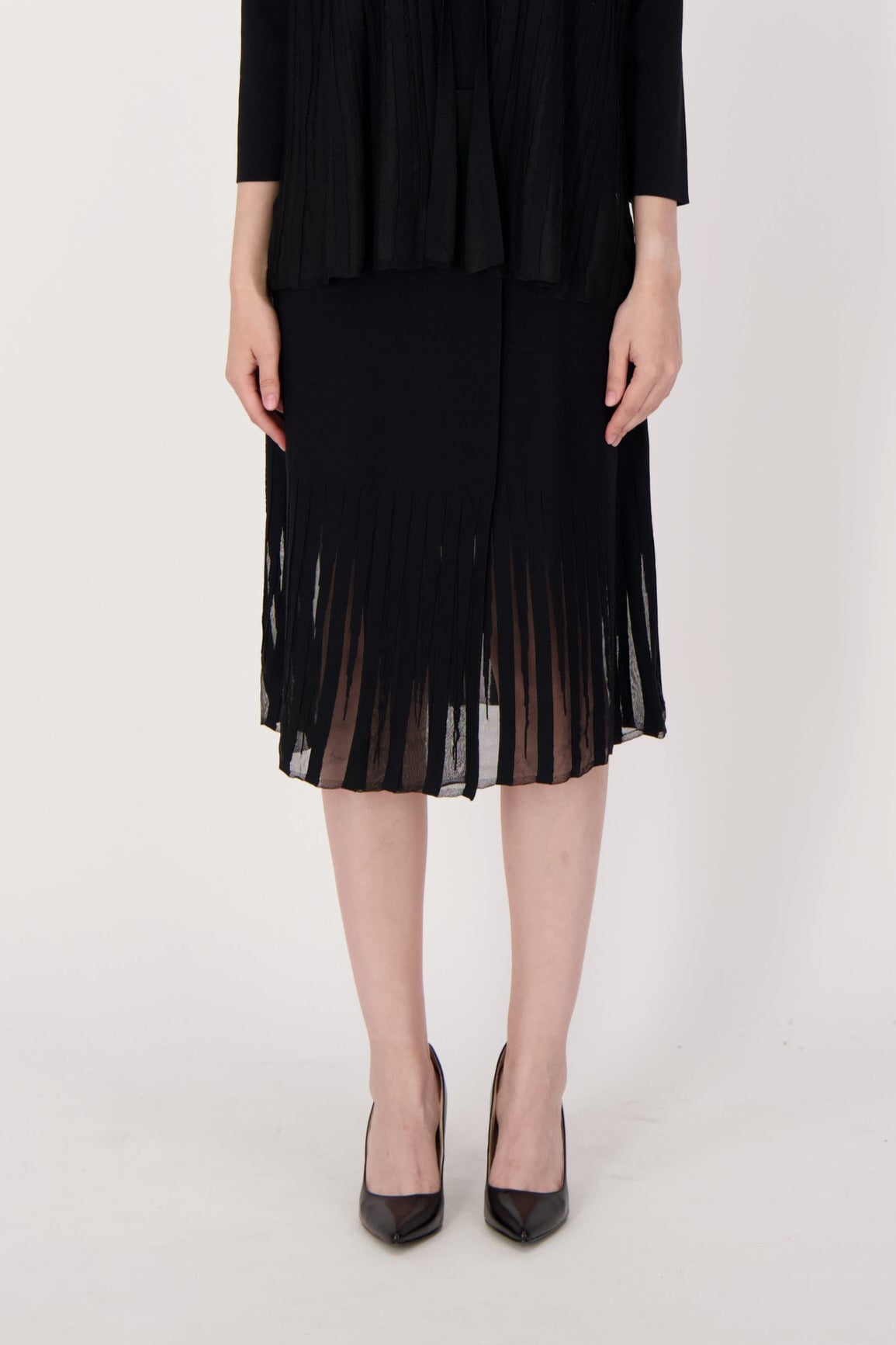 Lattice Stitched Hem Layered Skirt