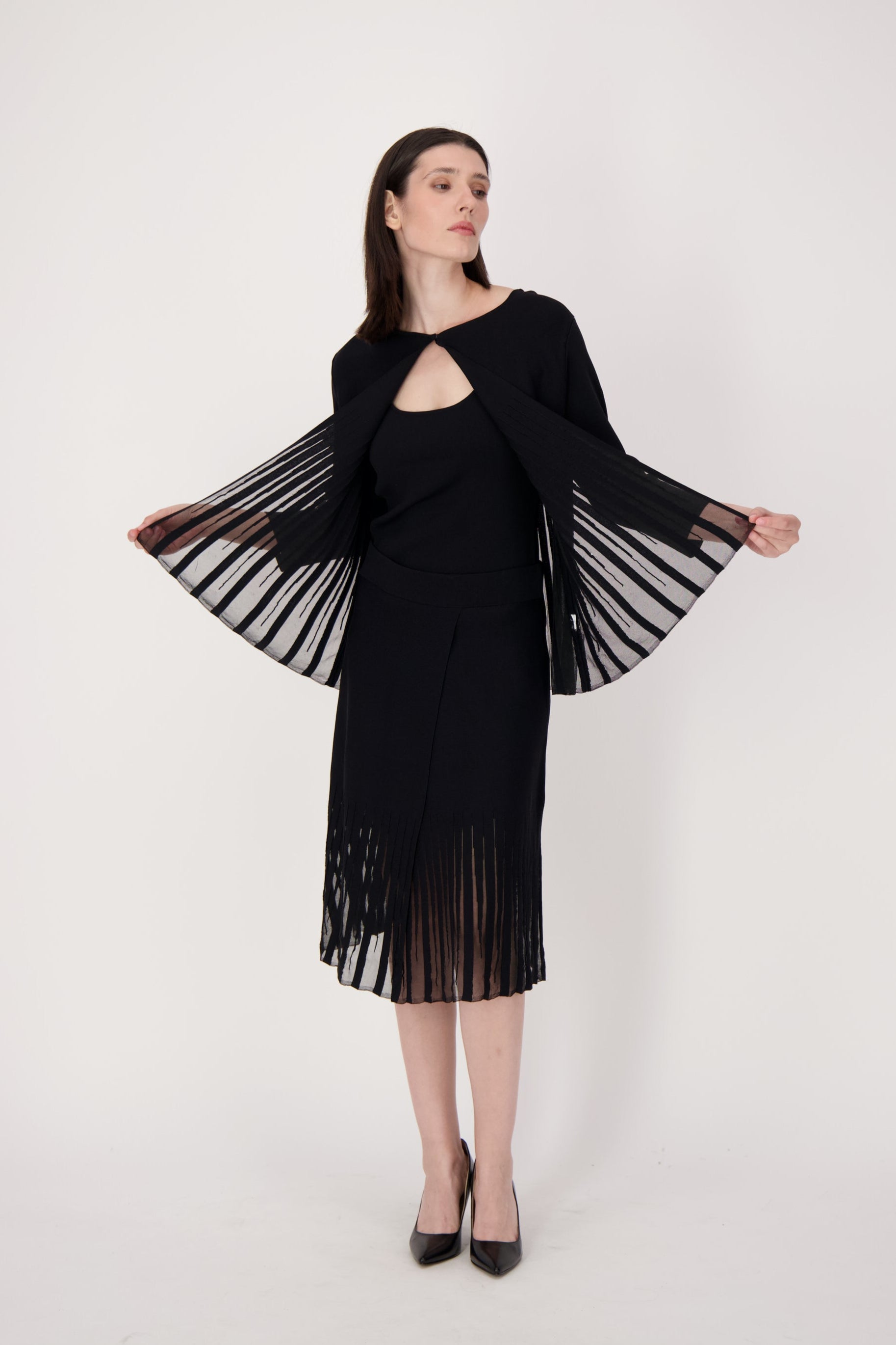 Lattice Stitched Hem Layered Skirt
