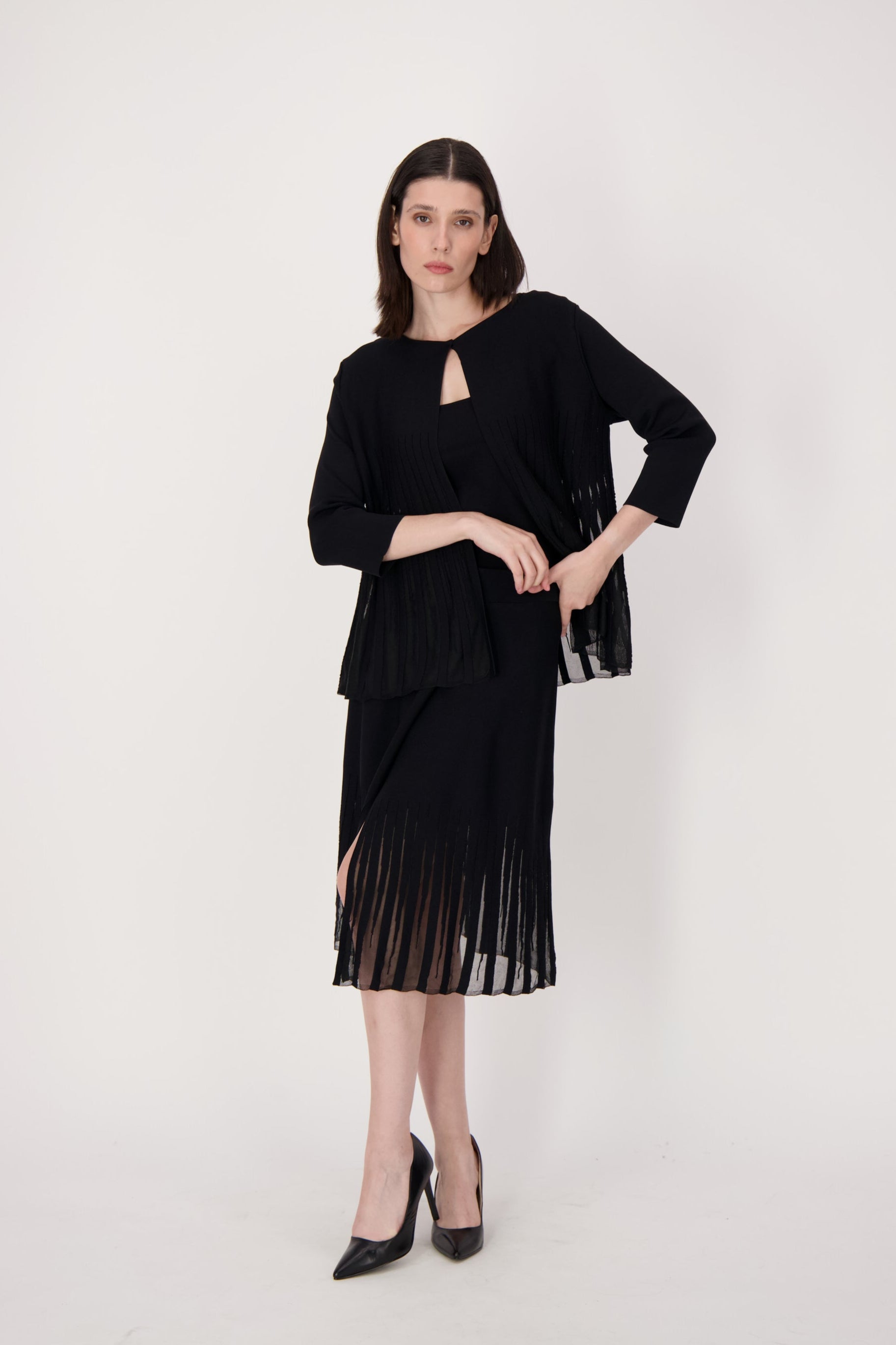 Lattice Stitched Hem Layered Skirt