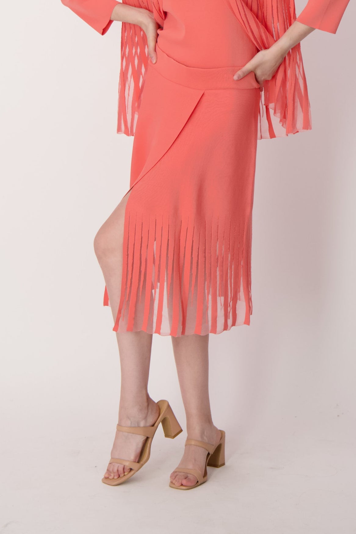 Lattice Stitched Hem Layered Skirt