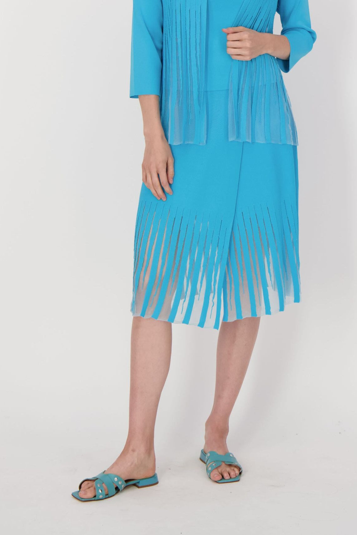 Lattice Stitched Hem Layered Skirt