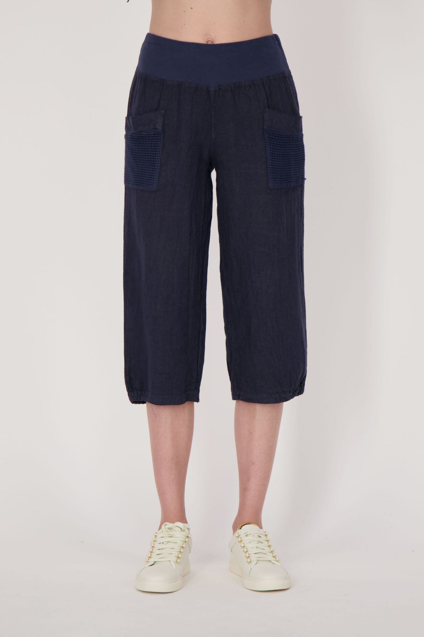 Linen Capri Pant With Mesh Pockets