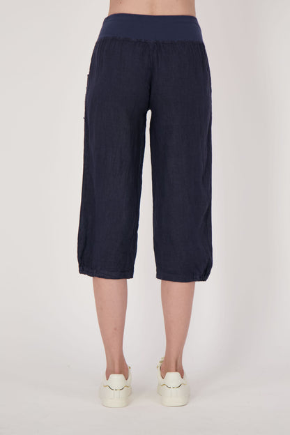 Linen Capri Pant With Mesh Pockets