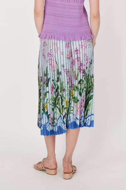 Pleated Floral Skirt