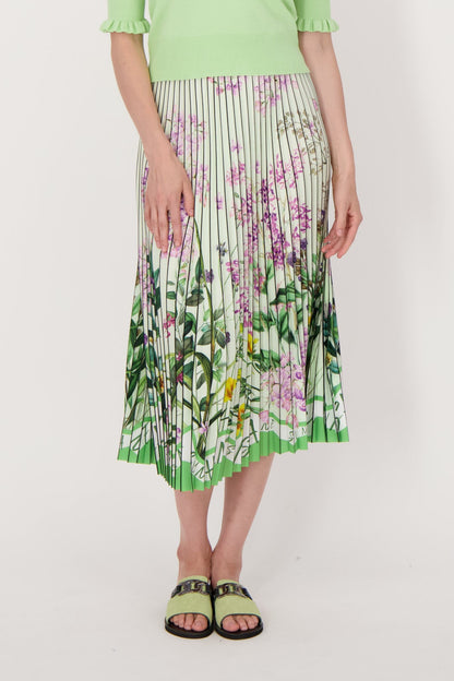 Pleated Floral Skirt