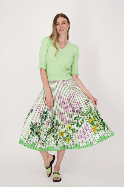 Pleated Floral Skirt