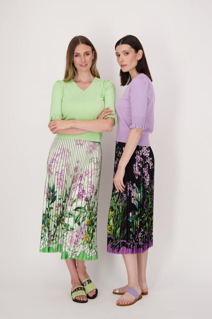 Pleated Floral Skirt