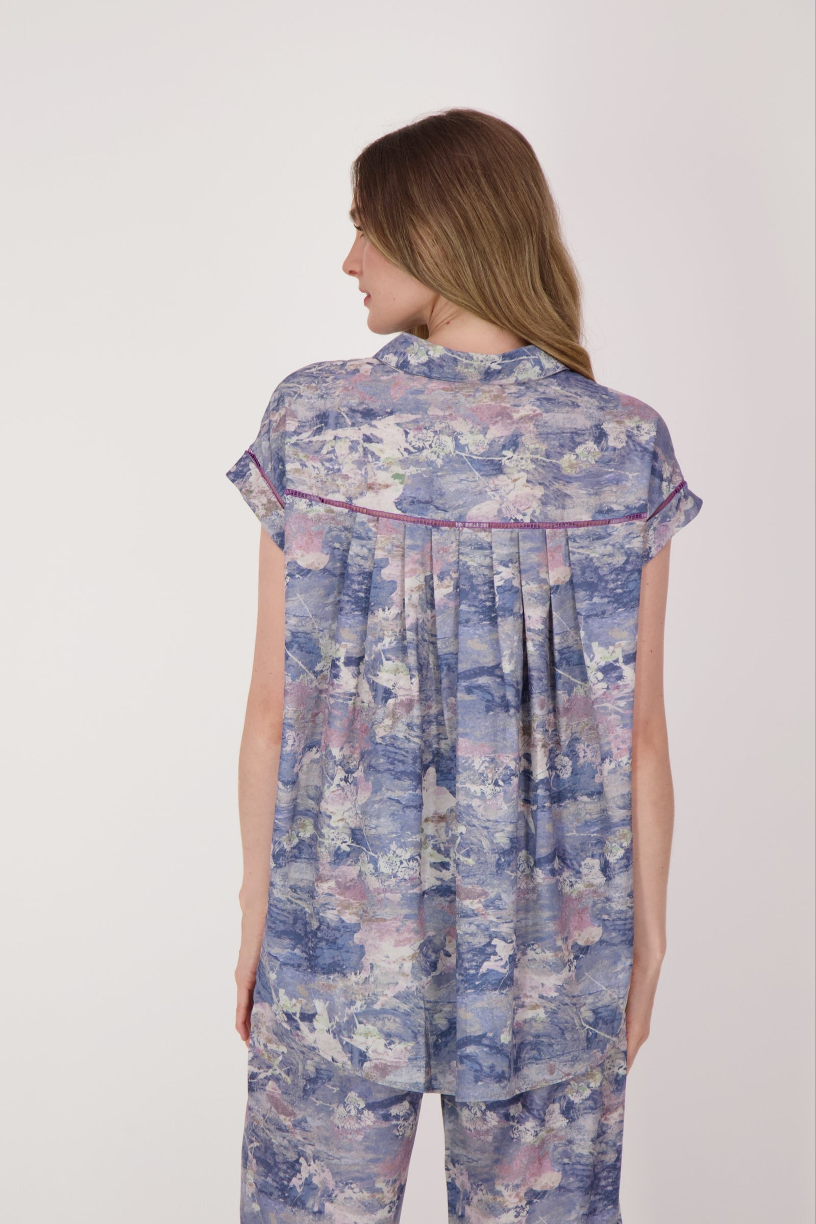 Moiree Print Button Front Shirt