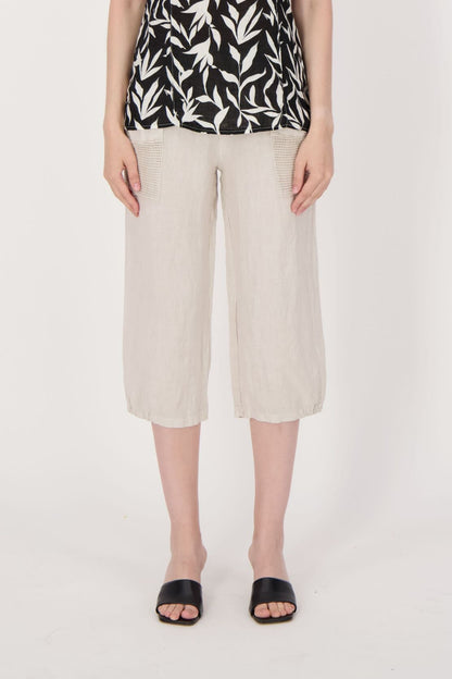 Linen Capri Pant With Mesh Pockets