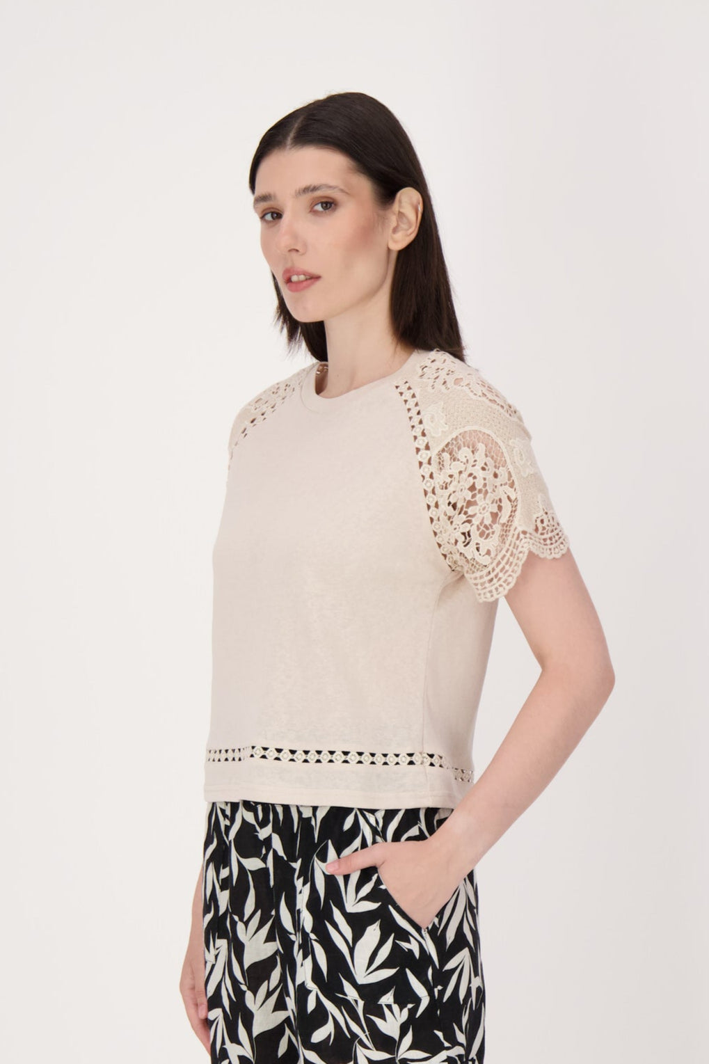 Lace Sleeve T-Shirt