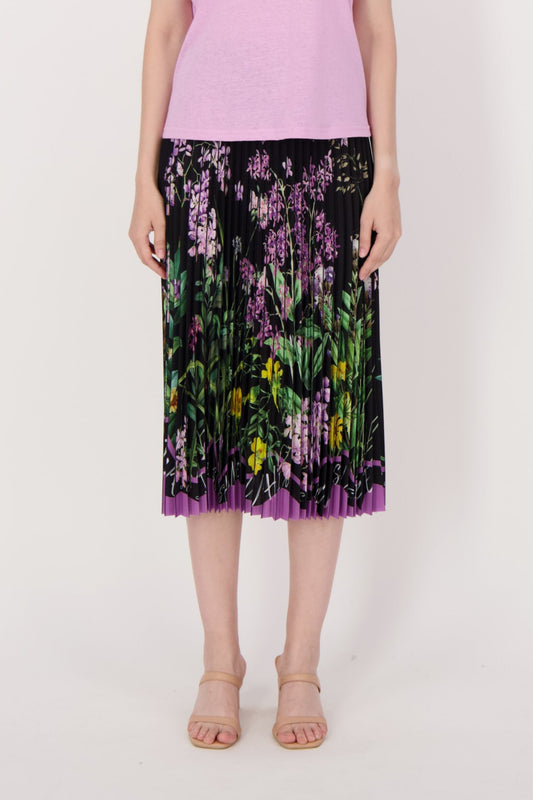 Pleated Floral Skirt