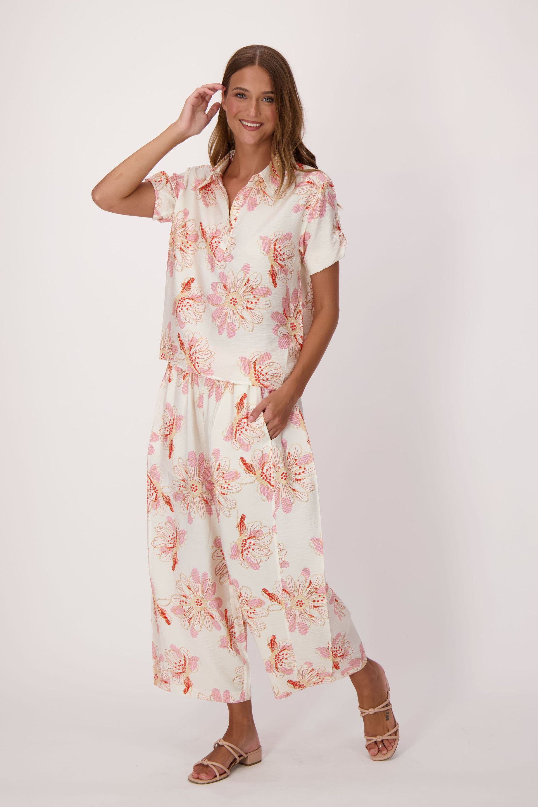 Coral Belle Floral Waist Tie Pant