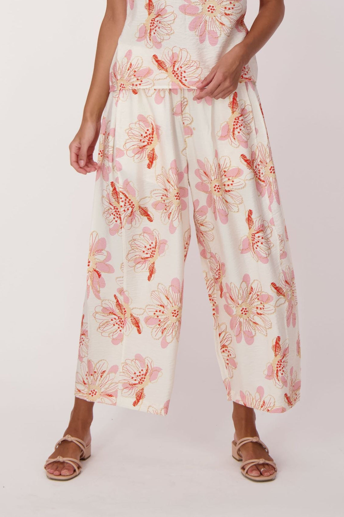 Coral Belle Floral Waist Tie Pant