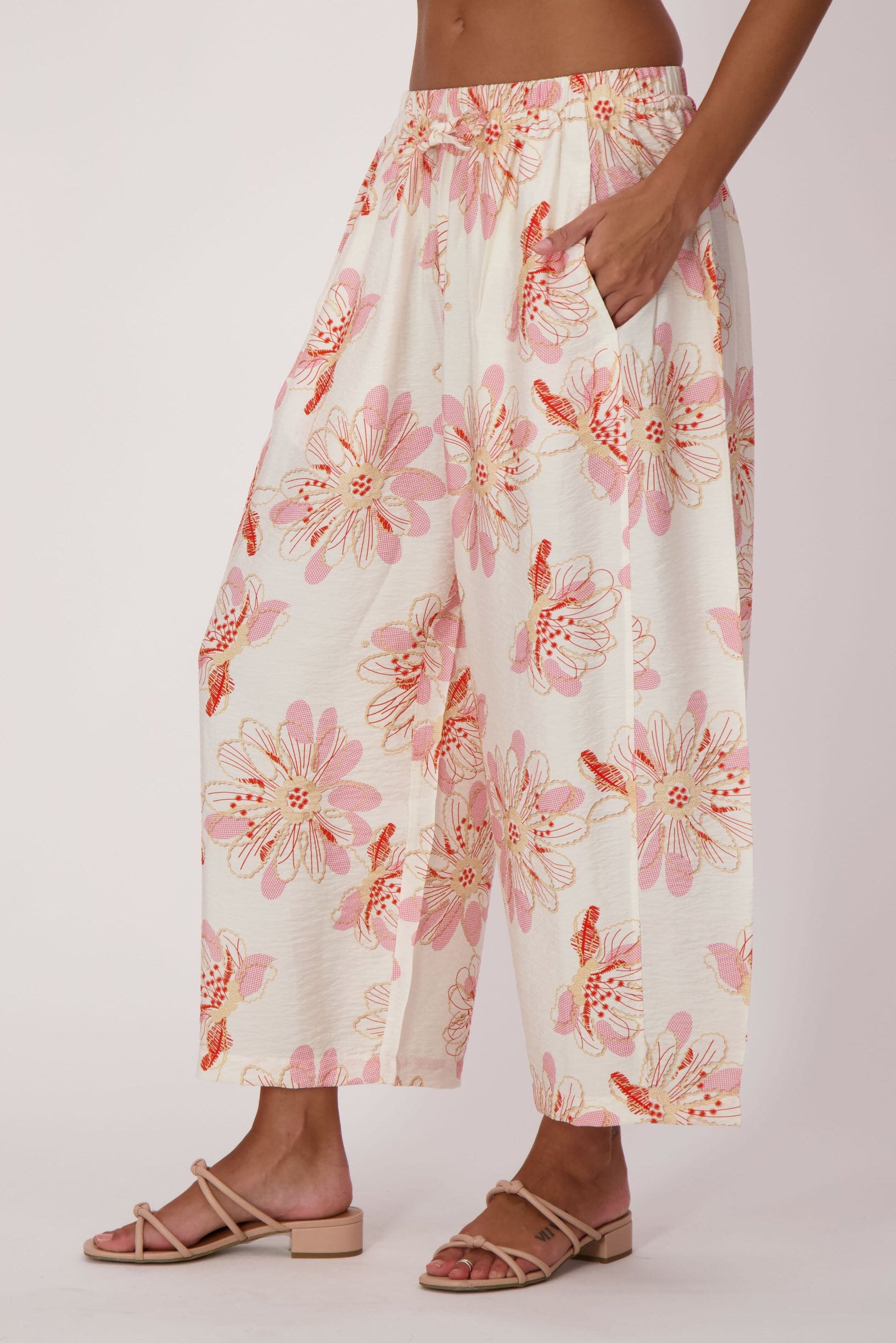 Coral Belle Floral Waist Tie Pant