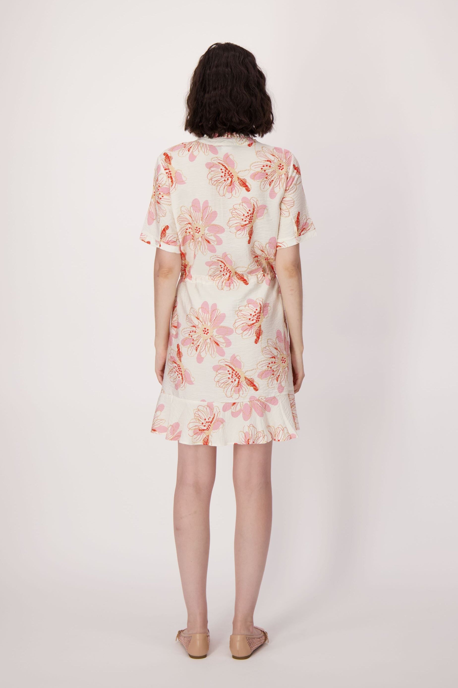 Coral Belle Floral Hem Flounce Dress
