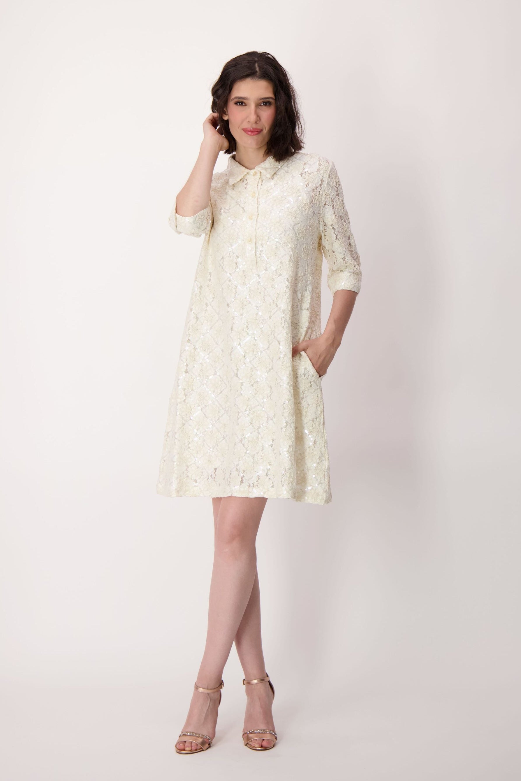 Sequin Lace Tunic Dress With Cami