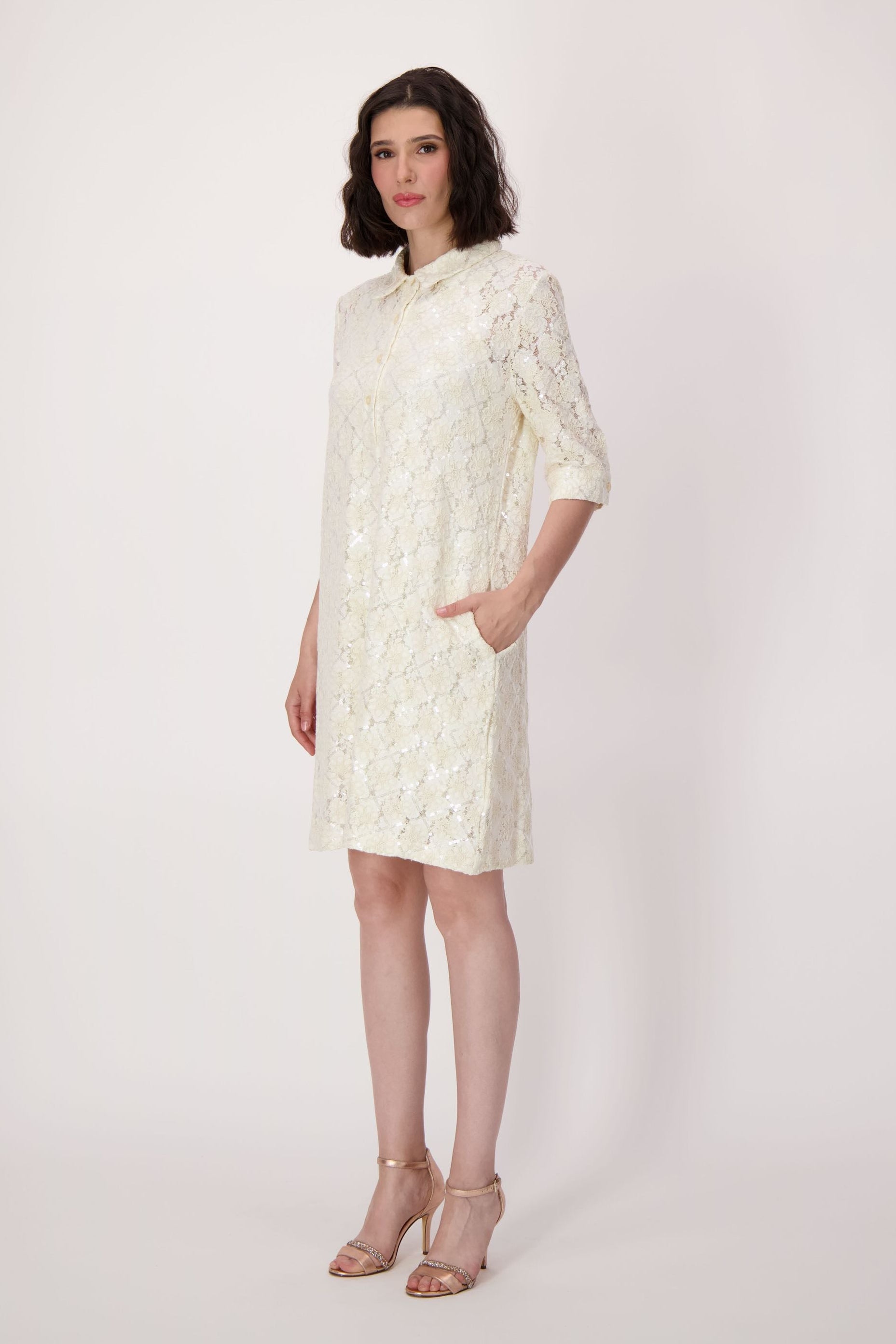 Sequin Lace Tunic Dress With Cami