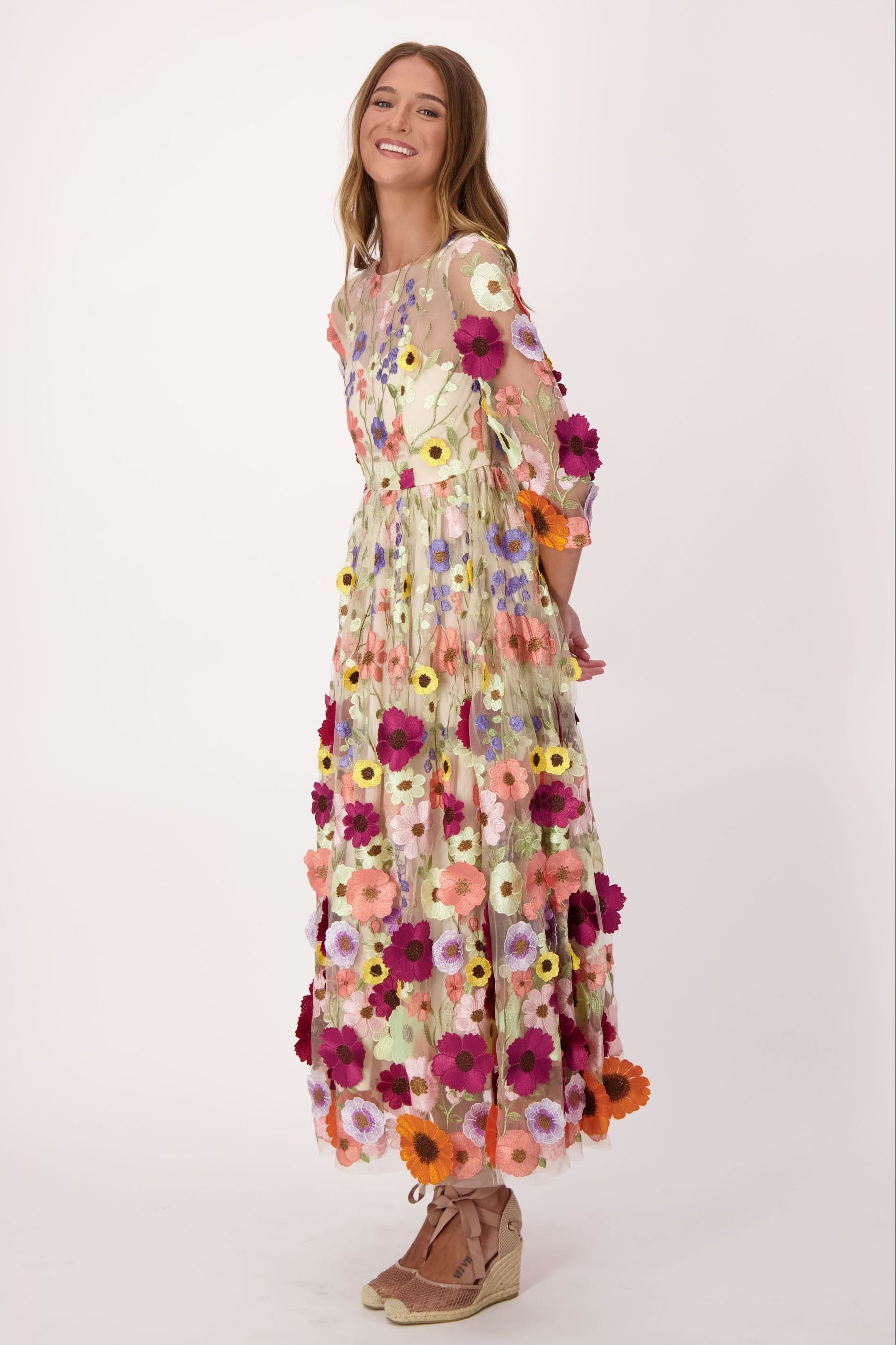 Floral Applique Tulle Dress