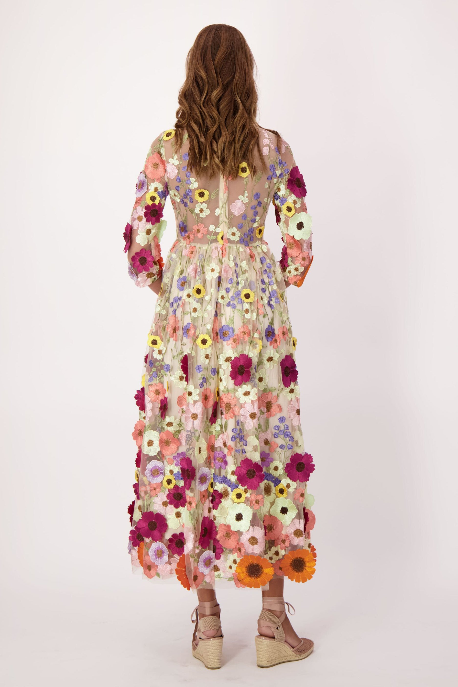 Floral Applique Tulle Dress