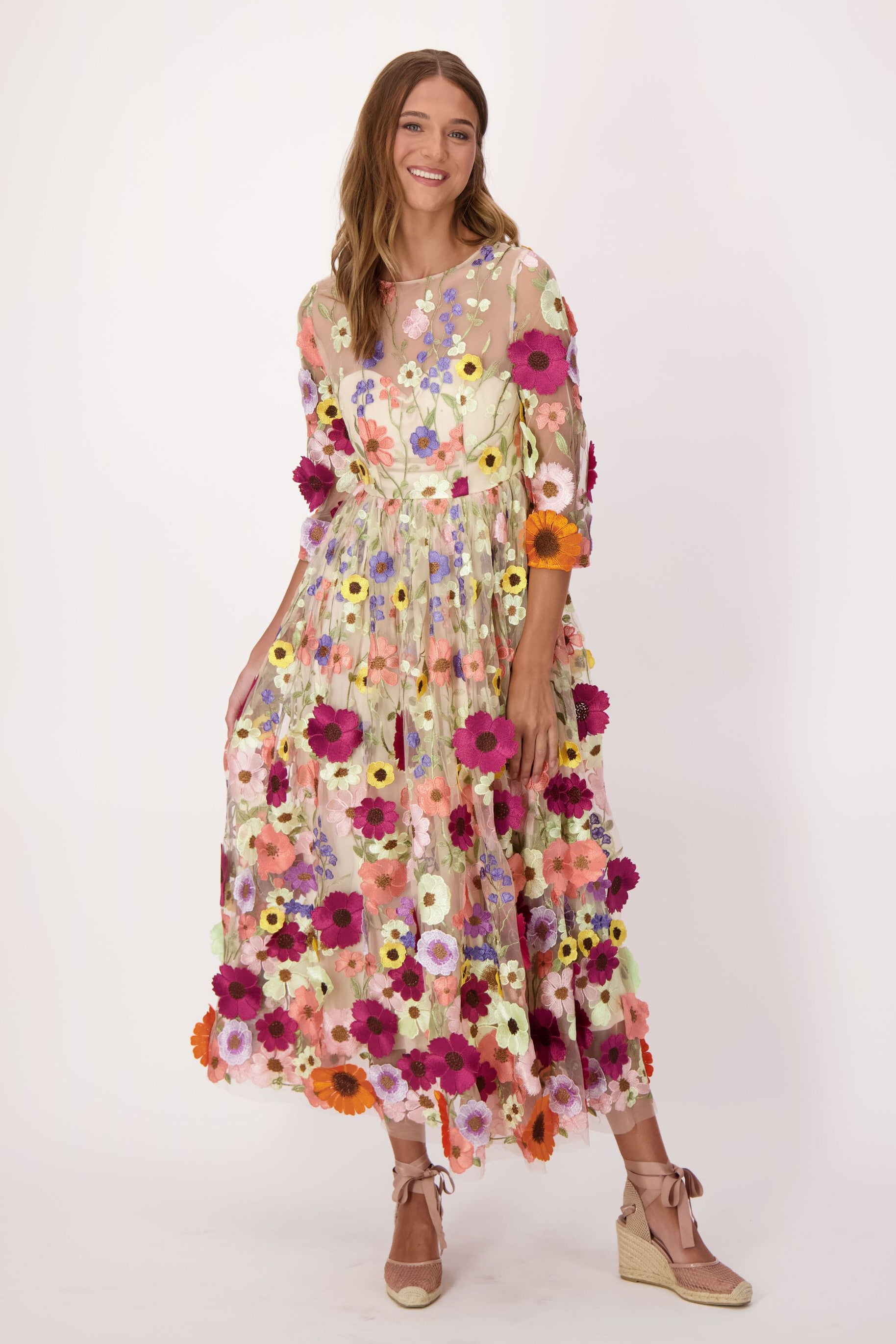 Floral Applique Tulle Dress