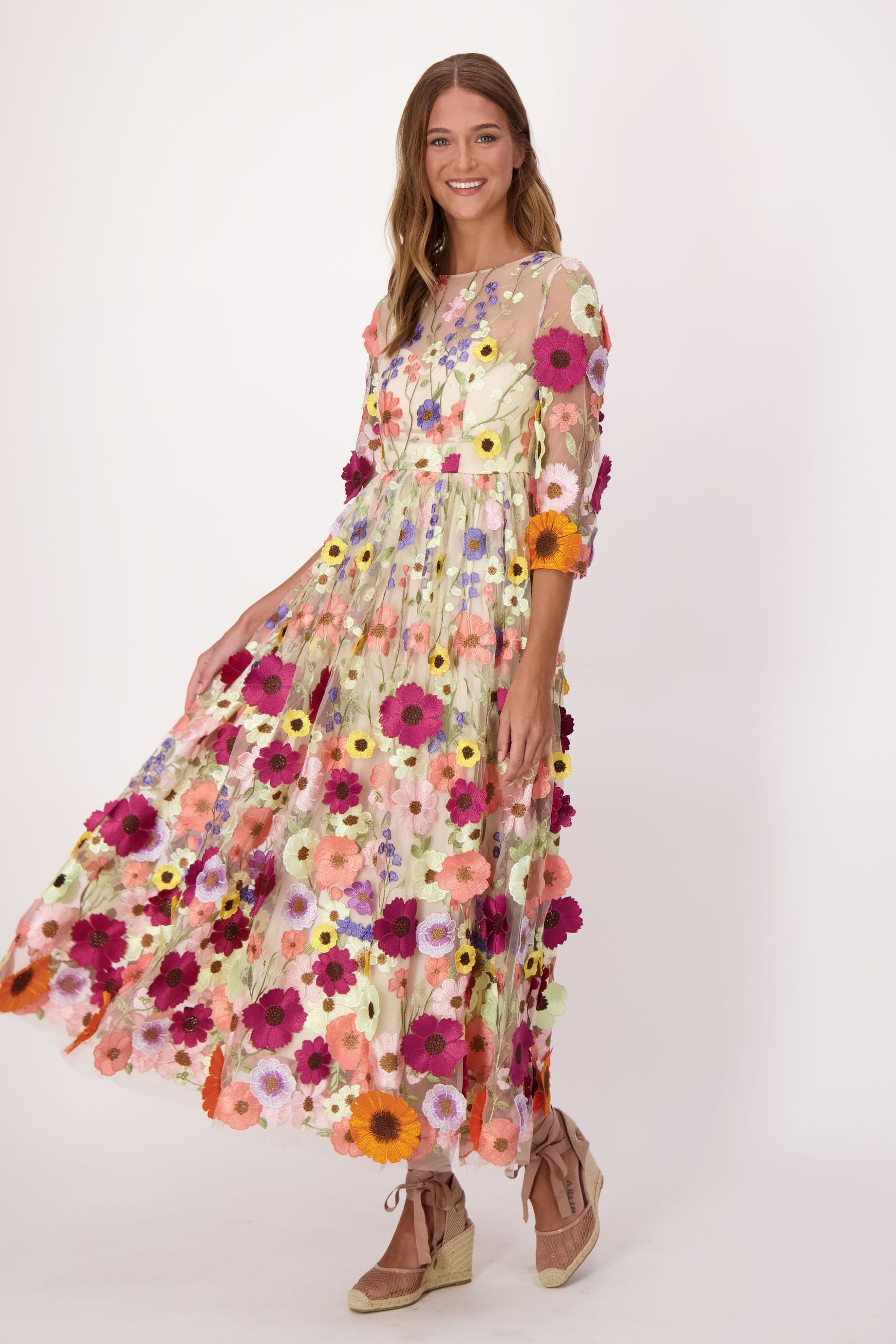 Floral Applique Tulle Dress