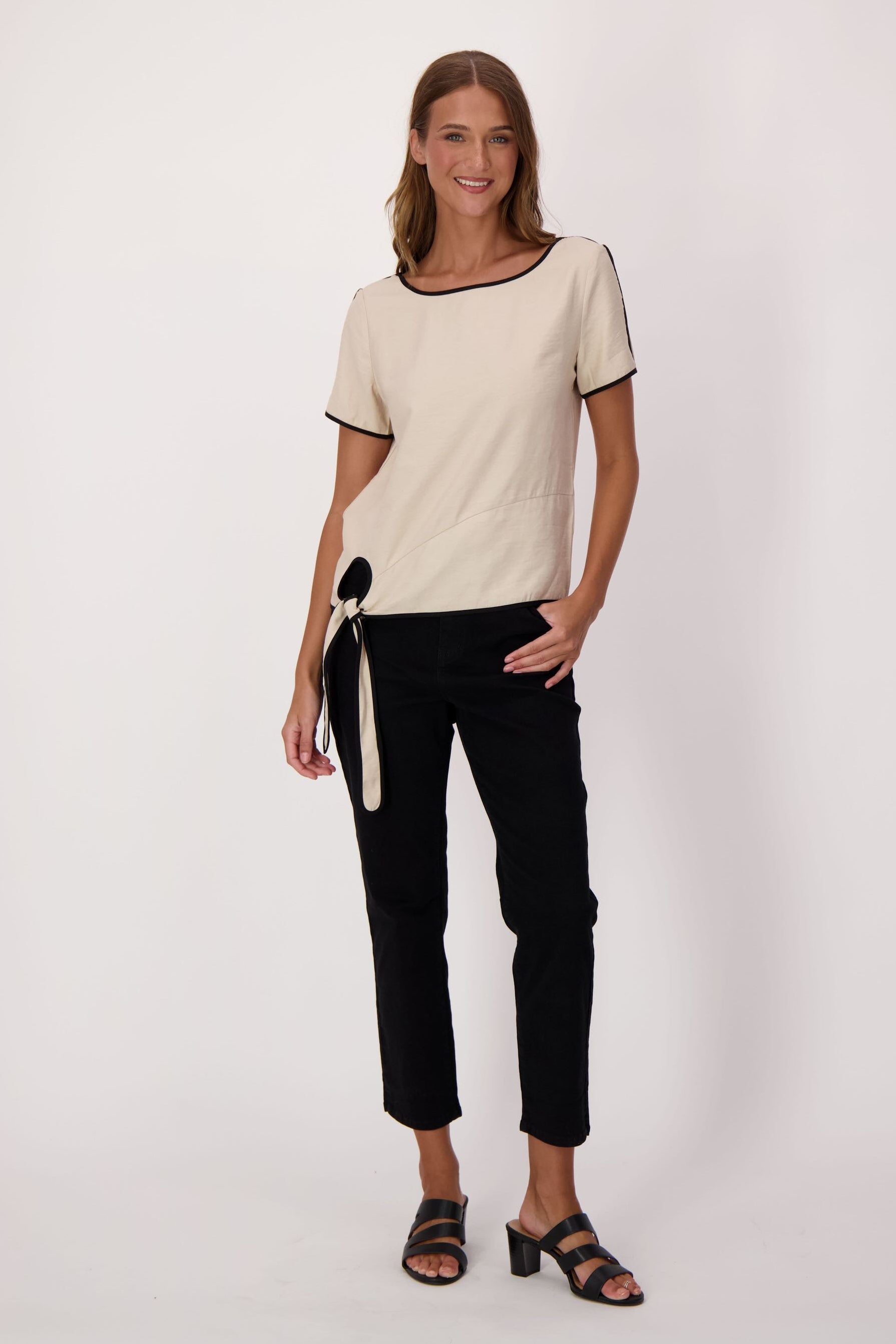 Contrast Trim Side Tie Top