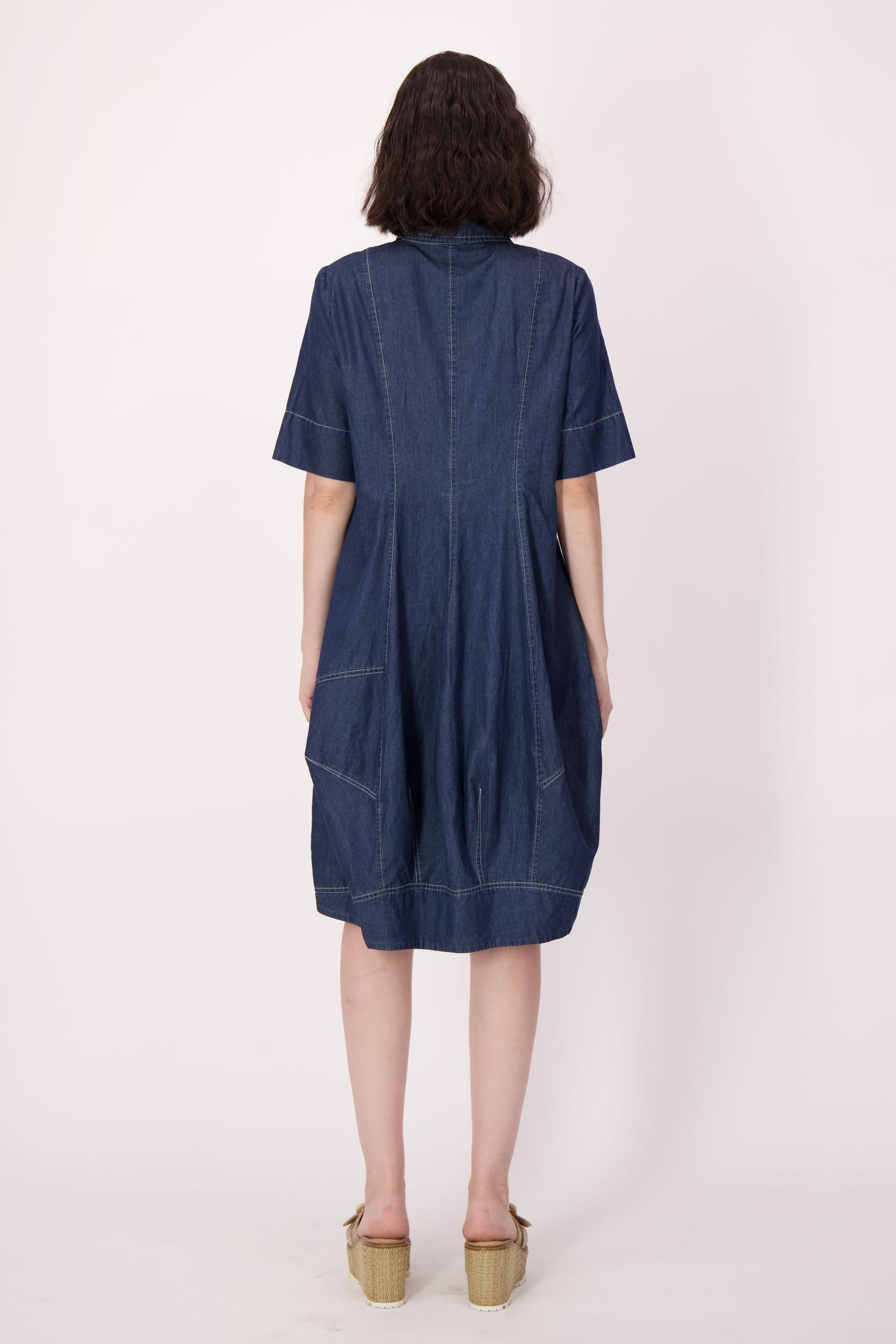 Denim Seamed Shirt Dress