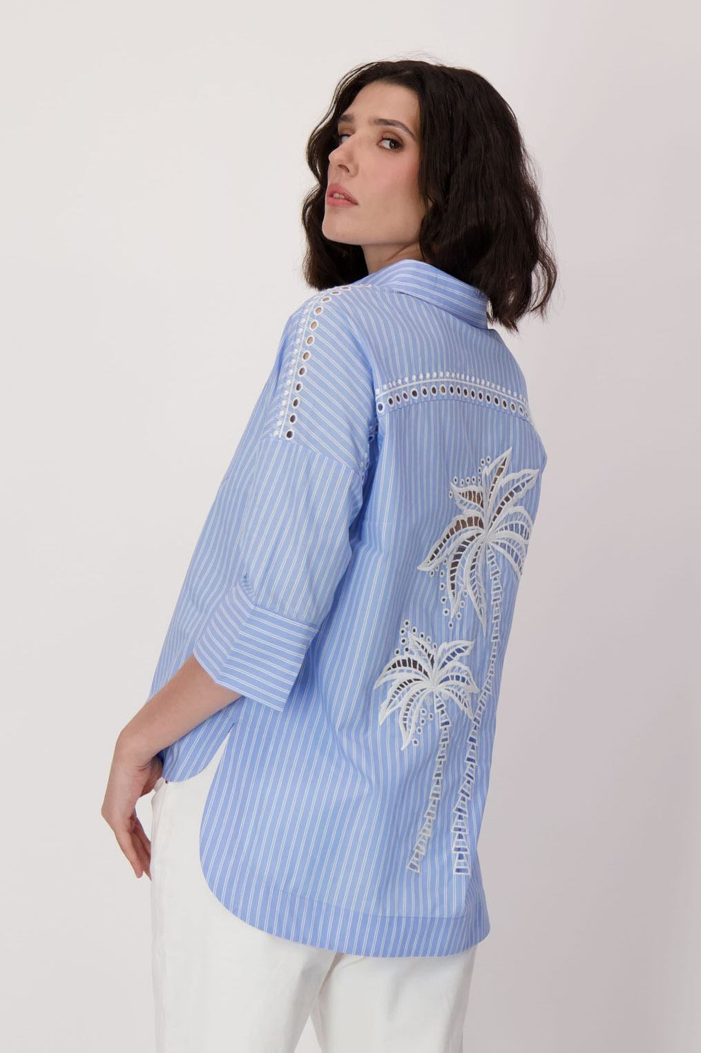 Palm Embroidered Cotton Shirt