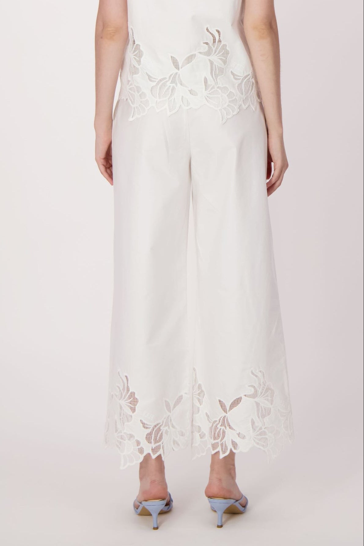 Cutwork Embroidered Hem Cotton Pant