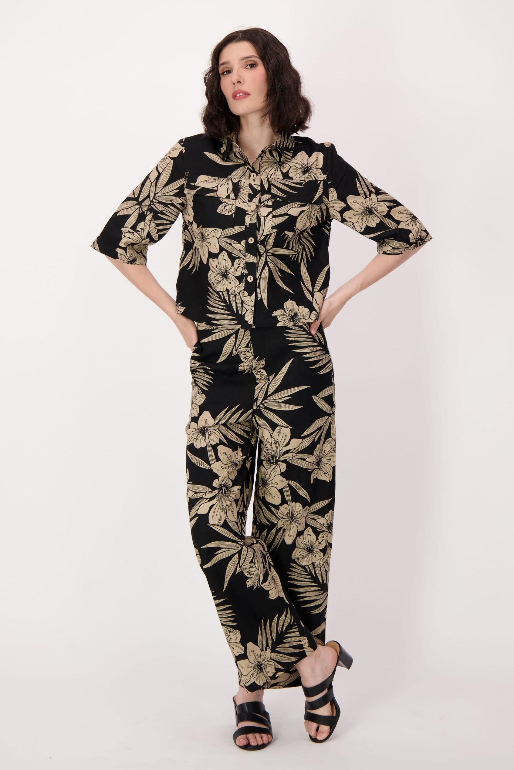 Natural Floral Linen-Blend Shirt