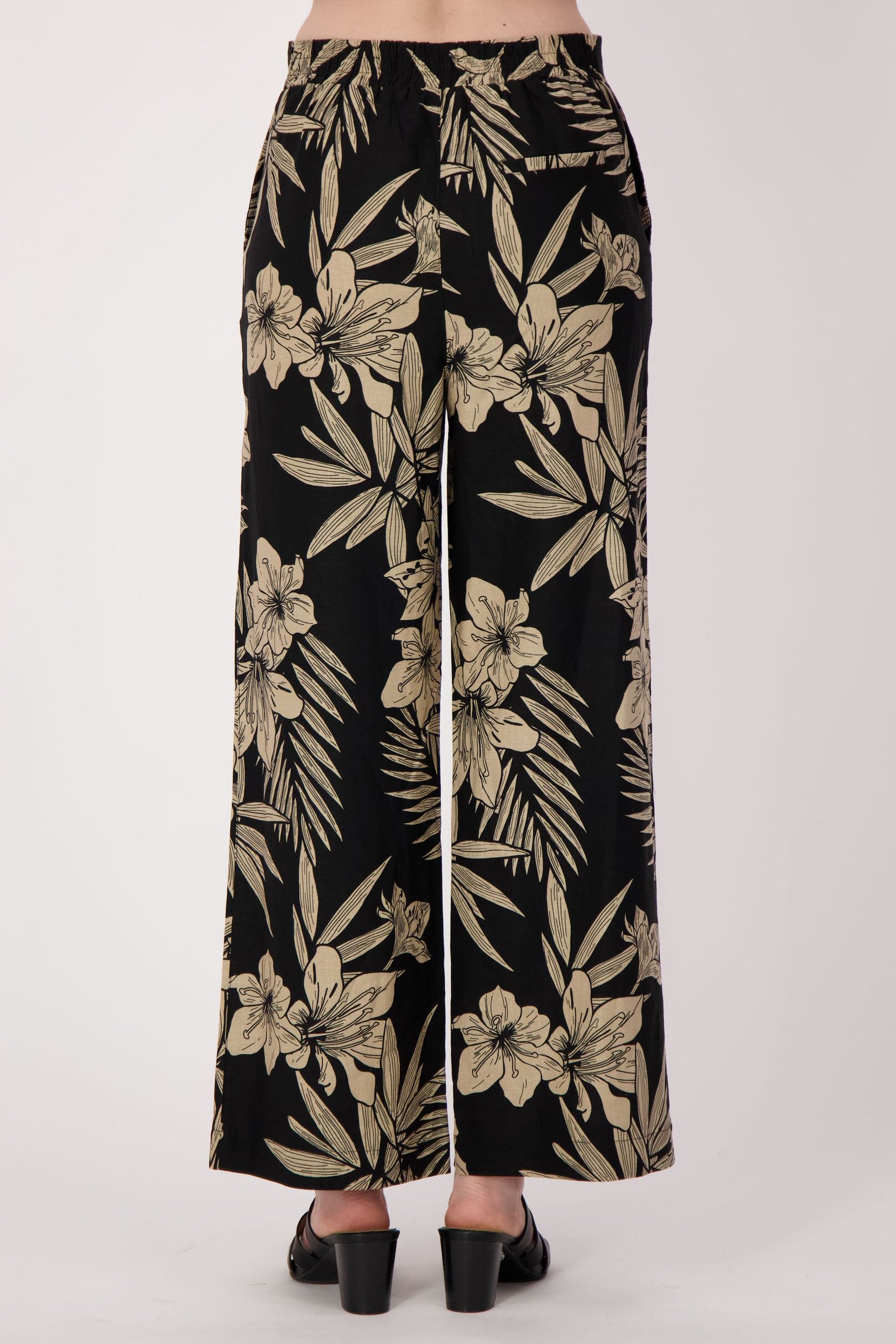 Natural Floral Linen-Blend Pant