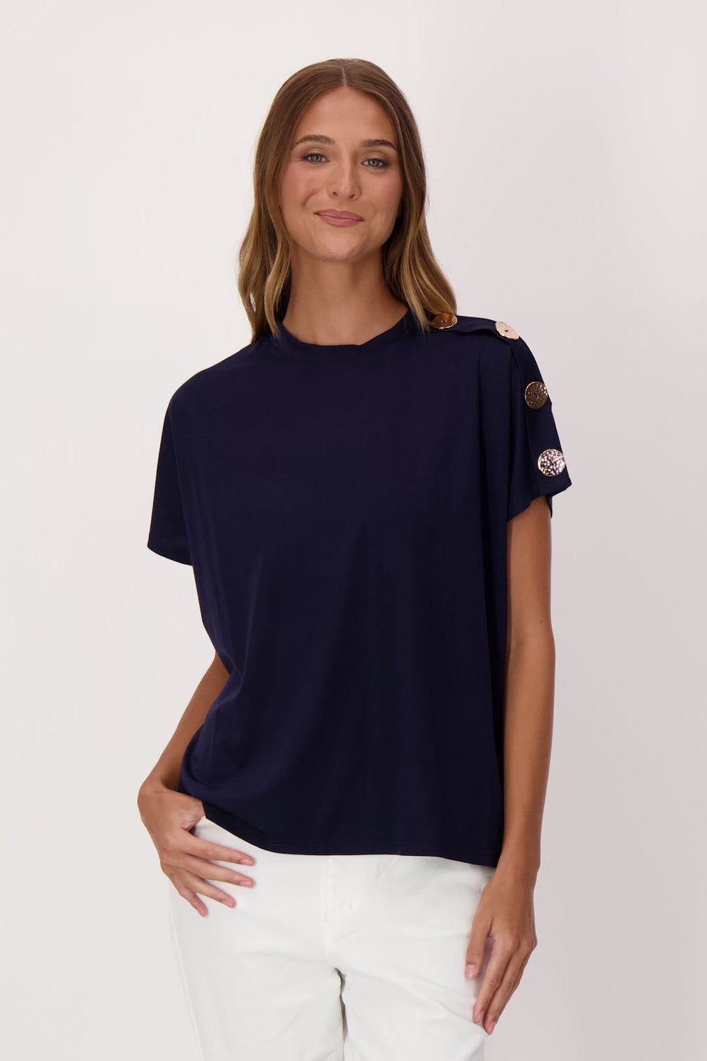Button-On Shoulder Top