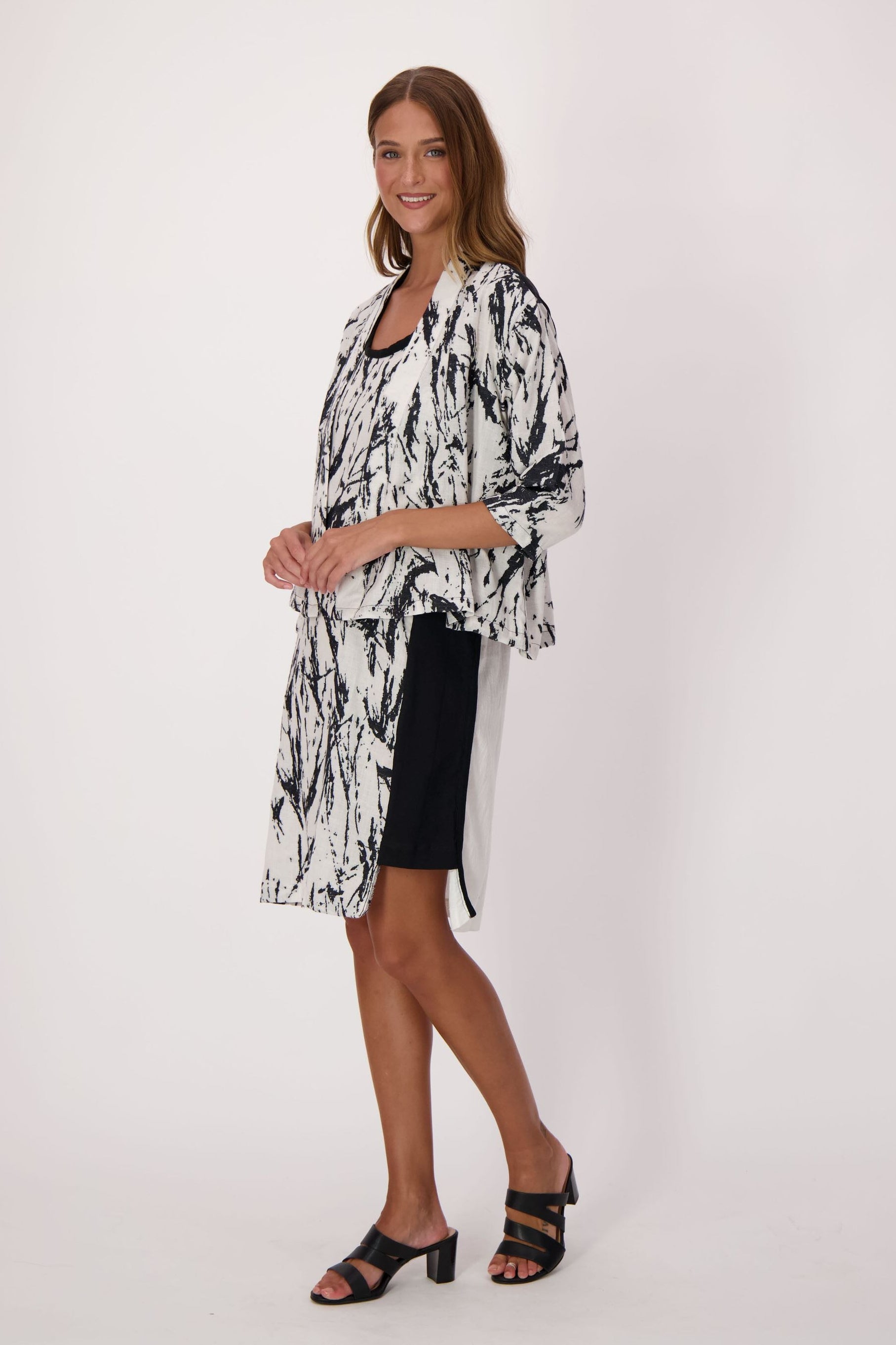 Jacquard Cotton-Linen Dress With Solid Side Panel