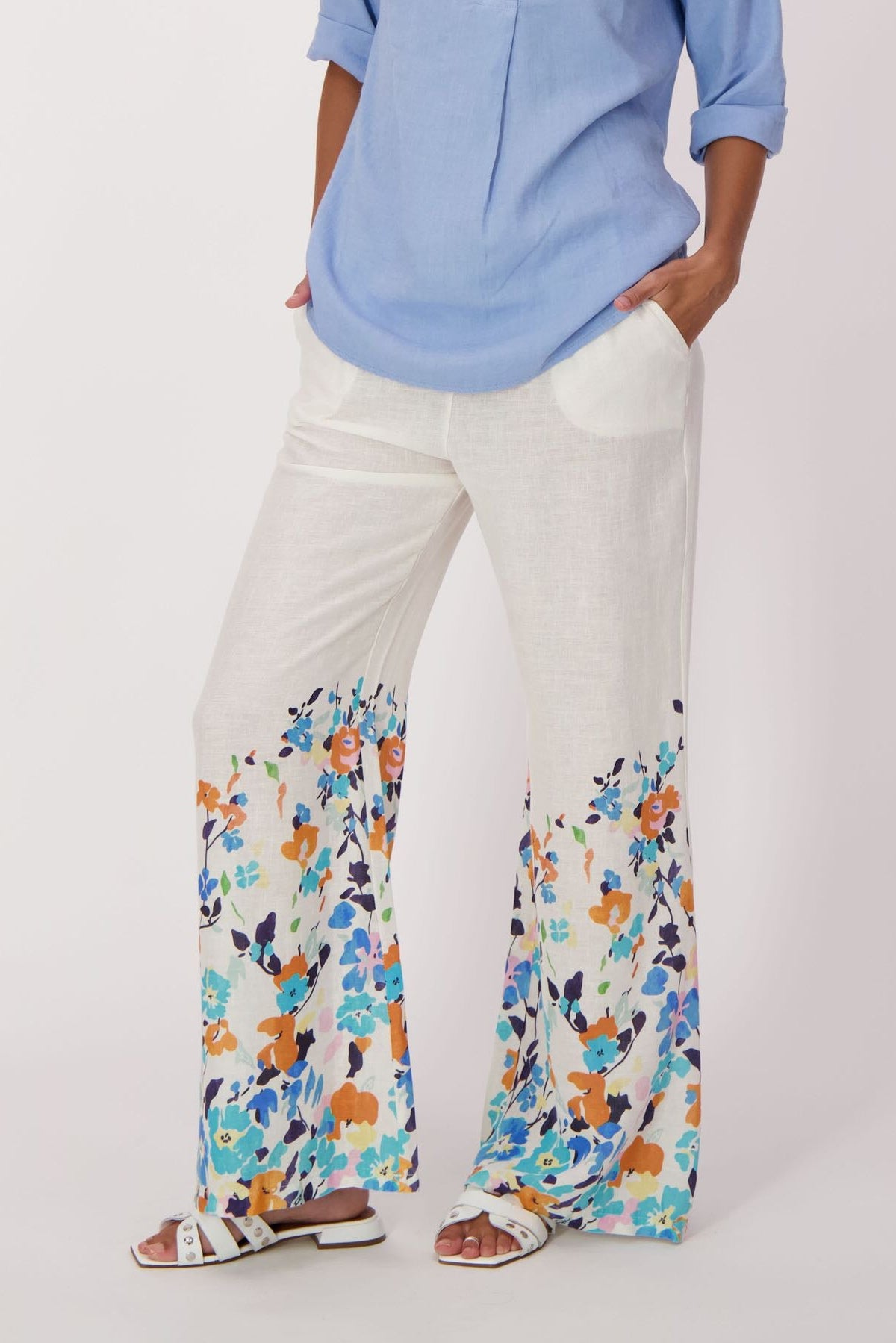 Climbing Floral Linen-Blend Pant