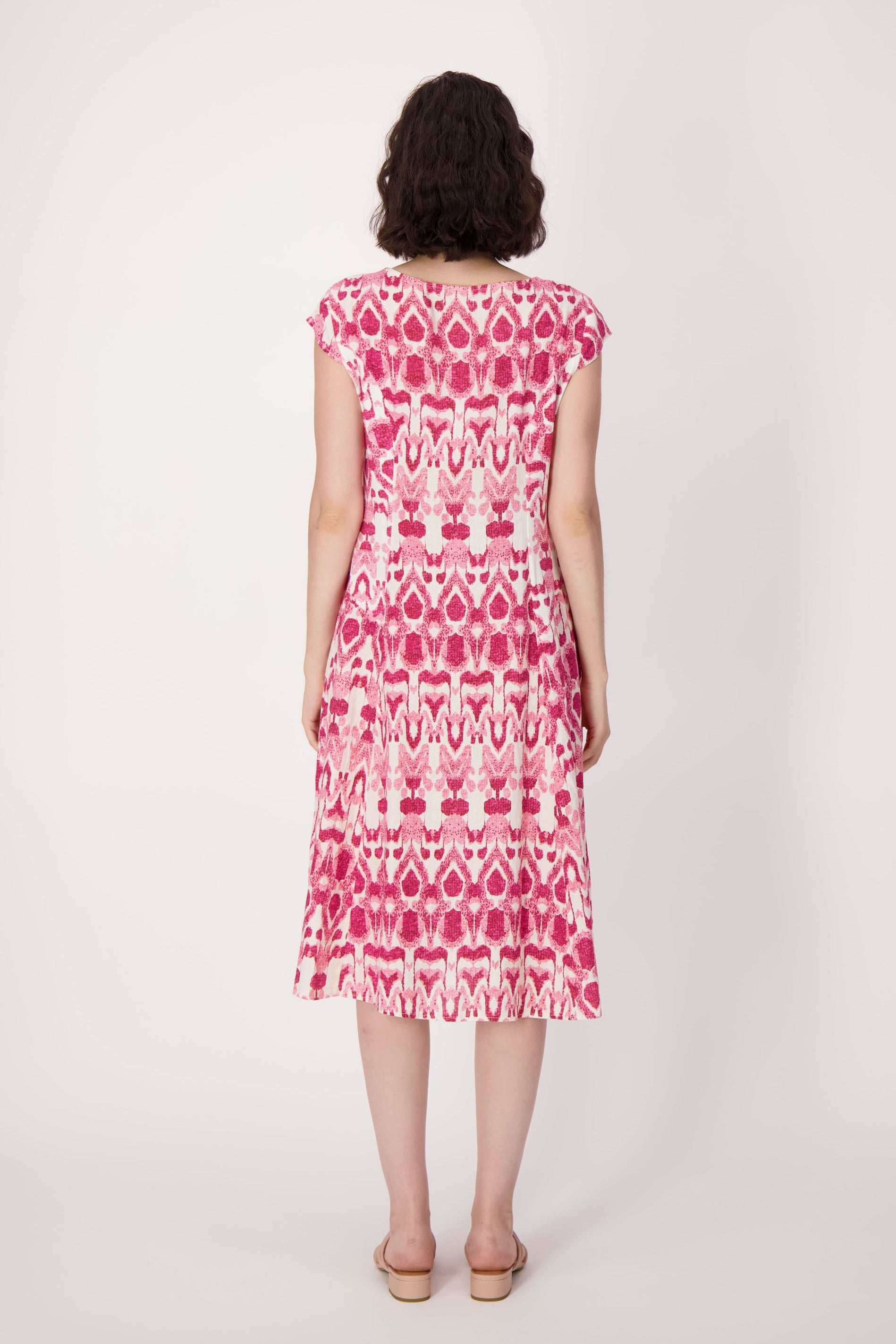 Fuschia Eyecat Linen-Blend Dress