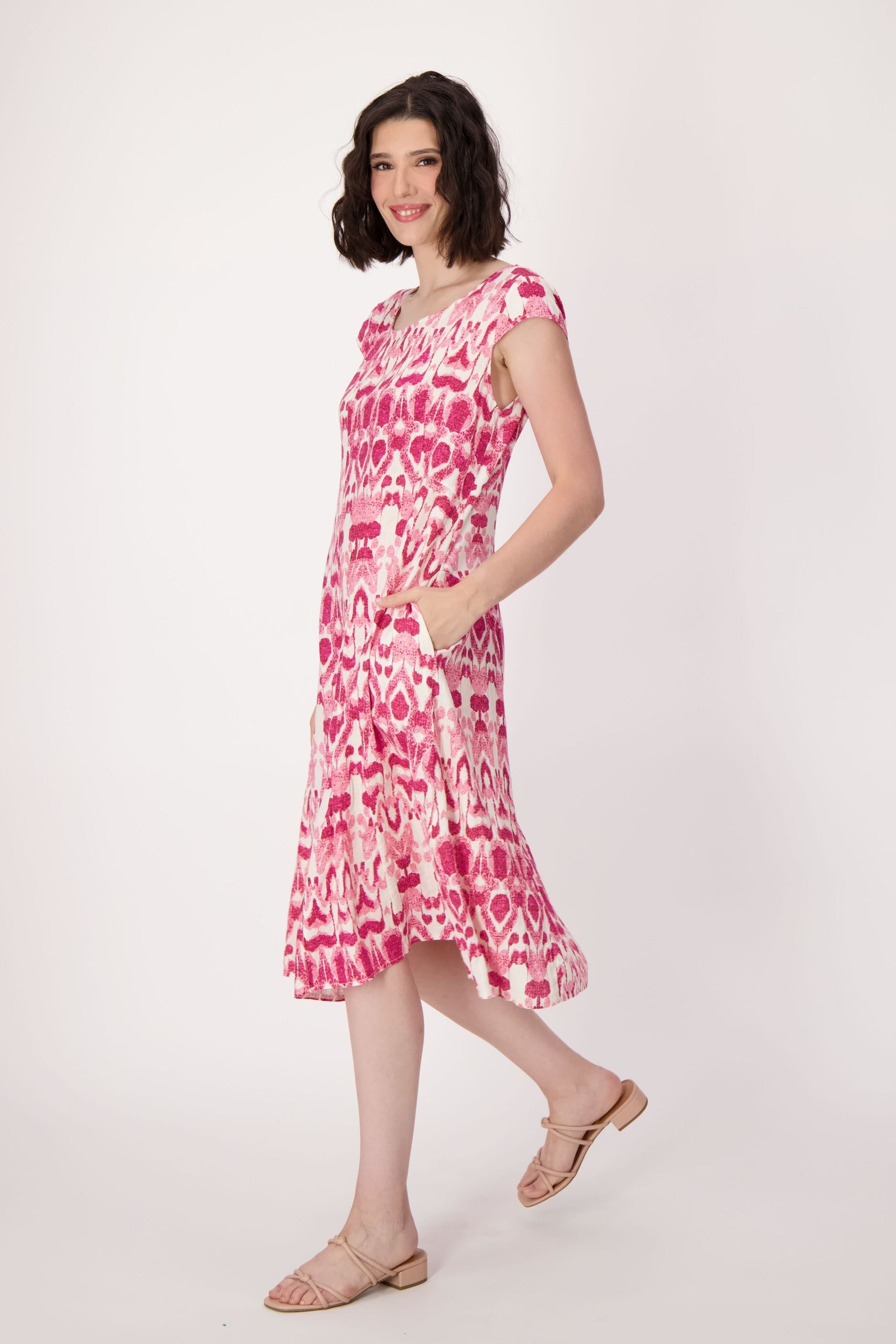 Fuschia Eyecat Linen-Blend Dress