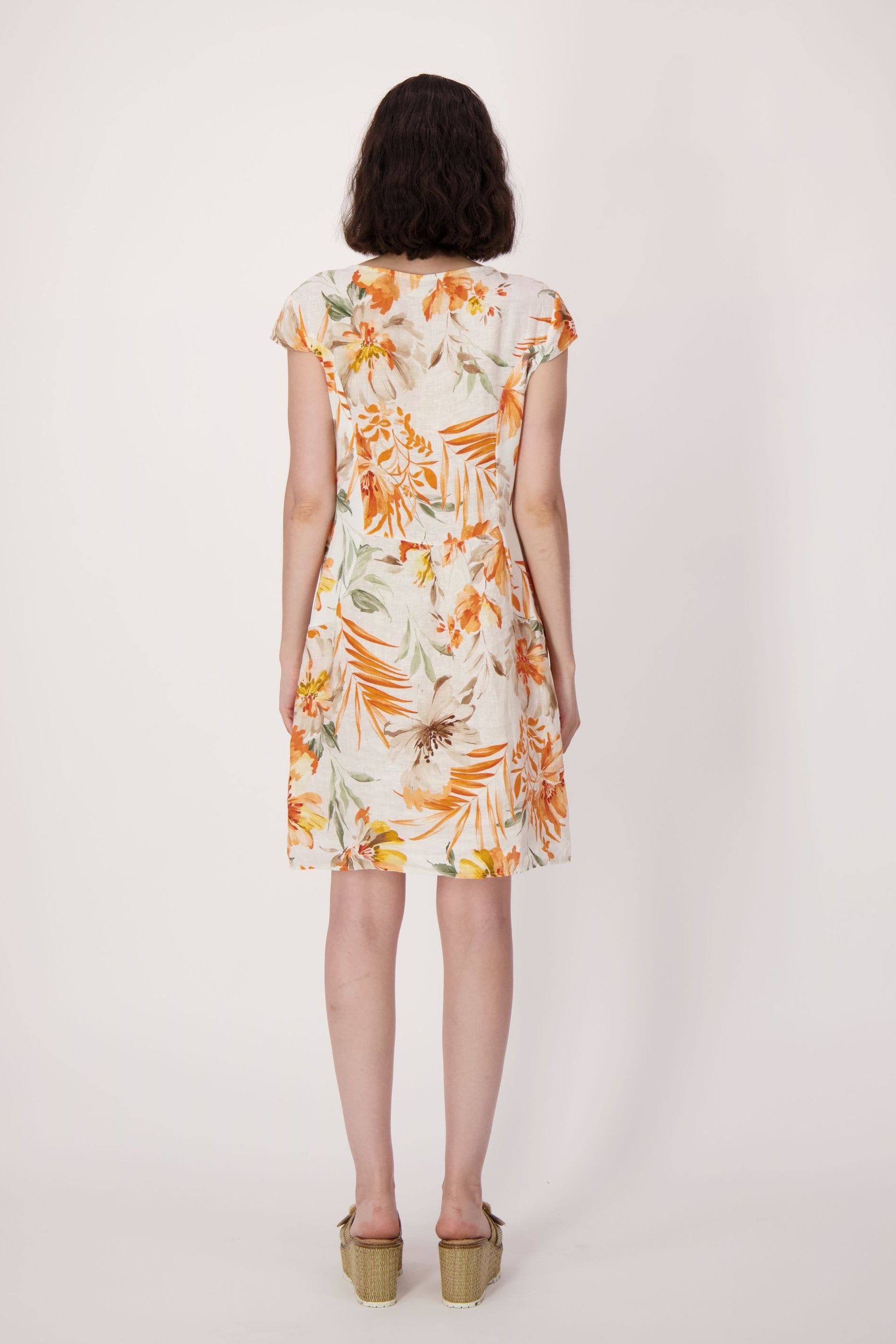 Sunset Palm Linen Dress