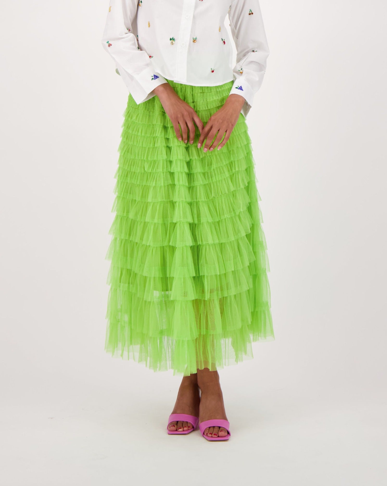 Layered tulle ruffle skirt best sale