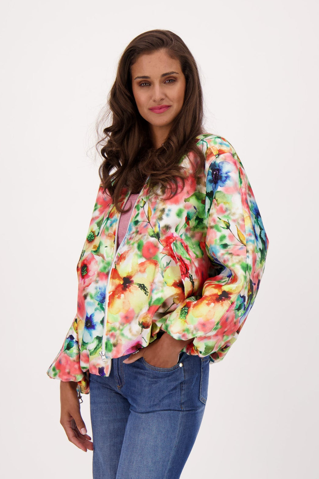 Draped Satin Bomber Jacket