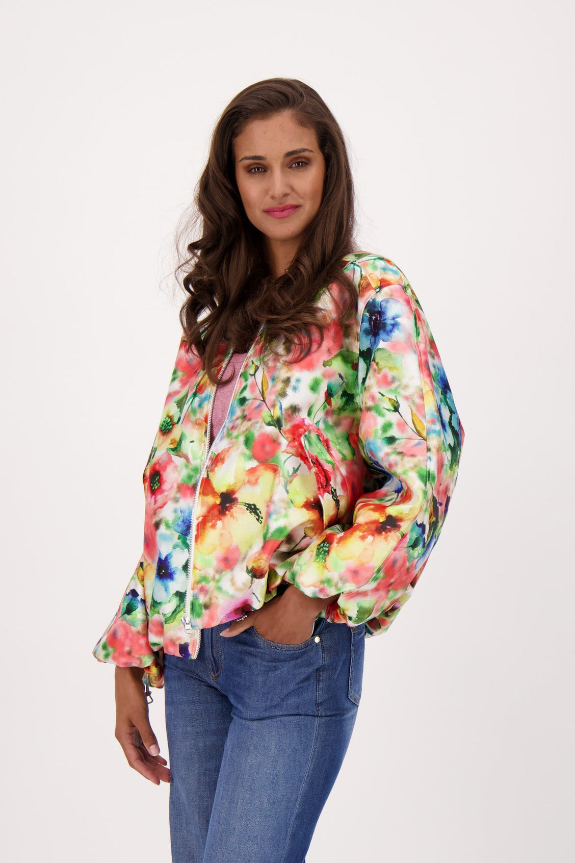 Draped Satin Bomber Jacket