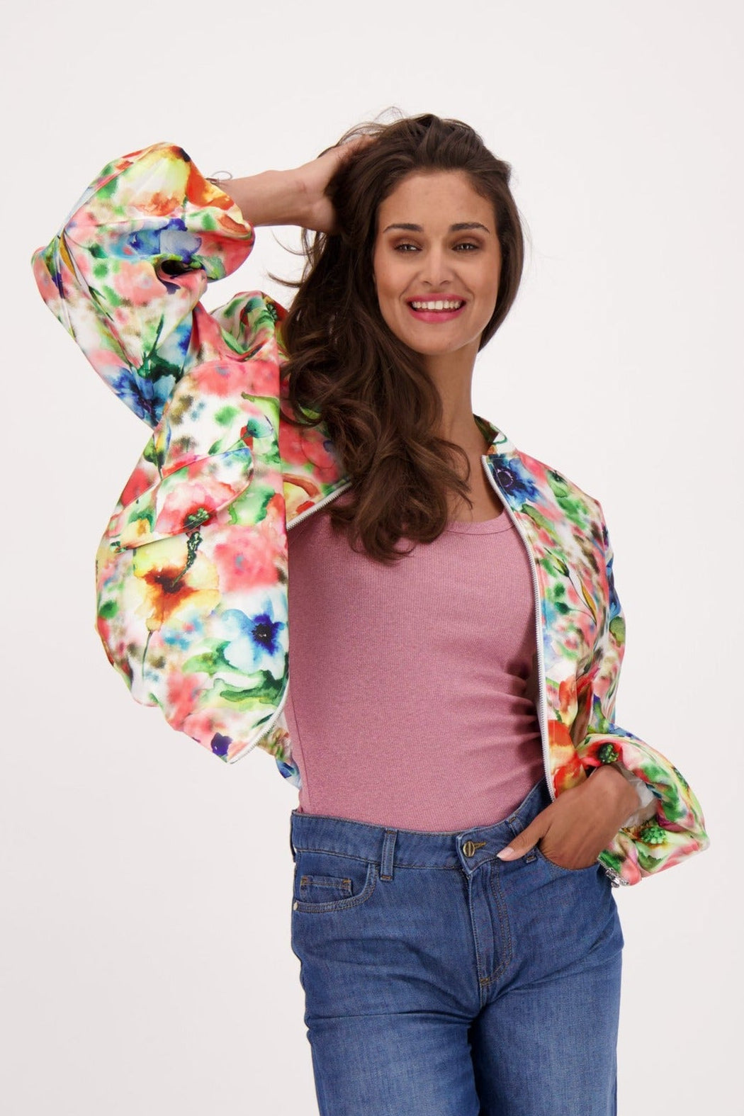 Draped Satin Bomber Jacket