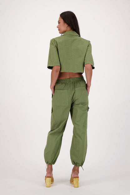 Utility Crop Shirt Top With Patch Pocket