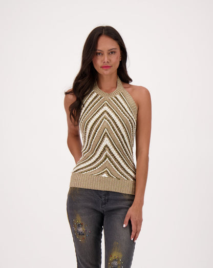 Lurex Knit Halter Neck Top