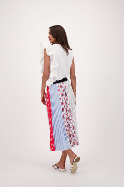 Plissé Pleated Mixed Print Skirt