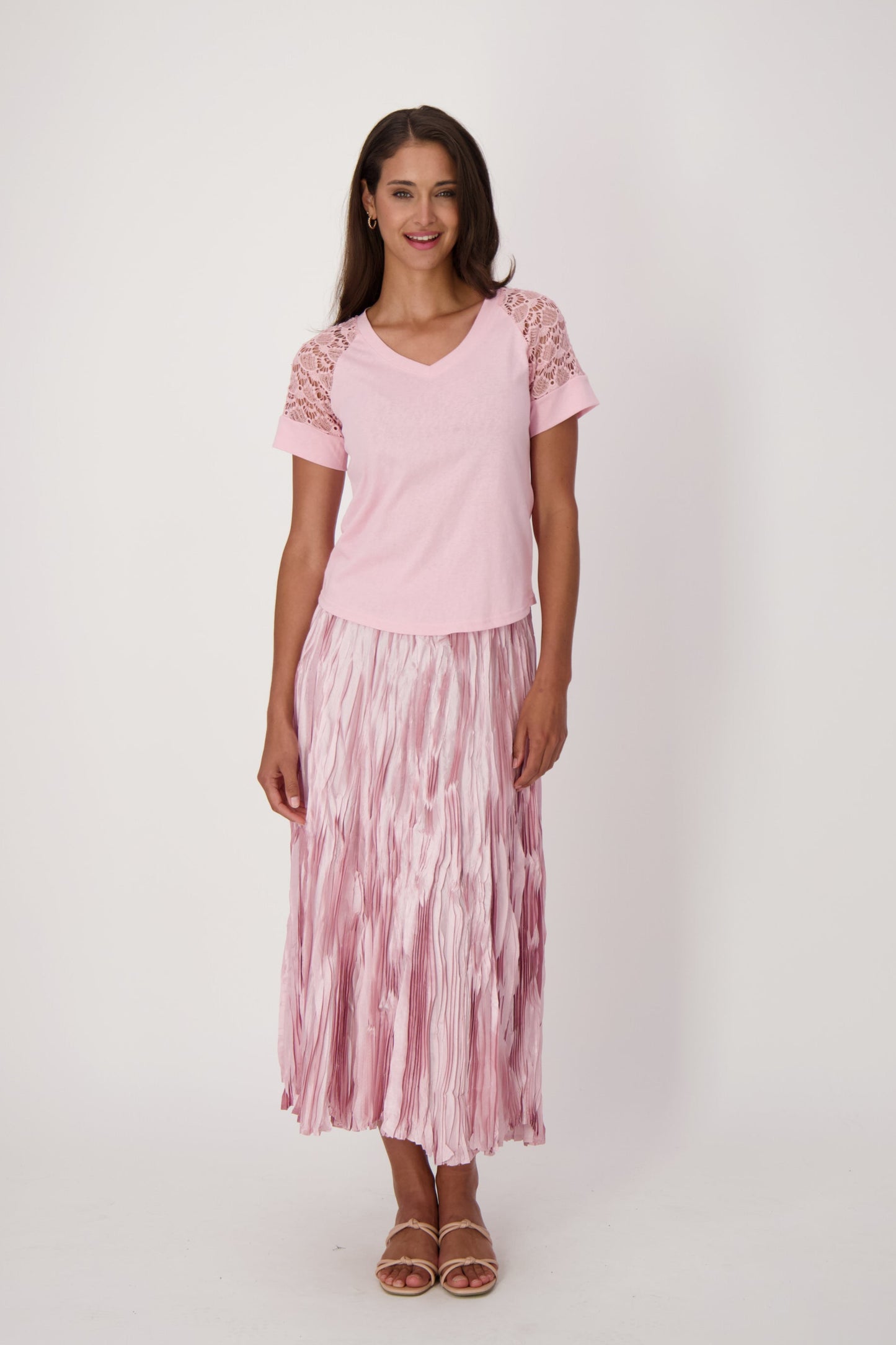 Satin Crinkle Long Skirt