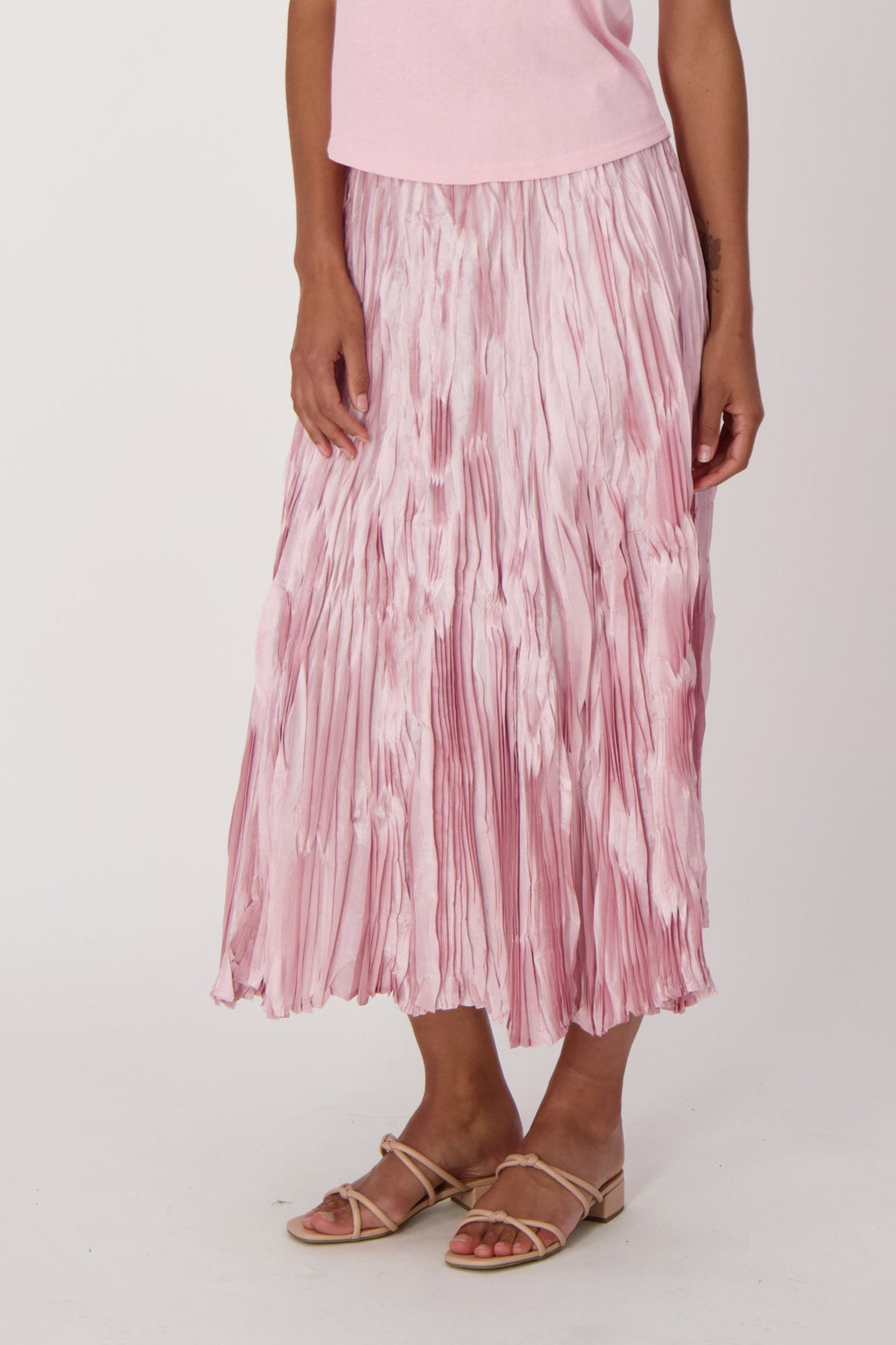 Satin Crinkle Long Skirt